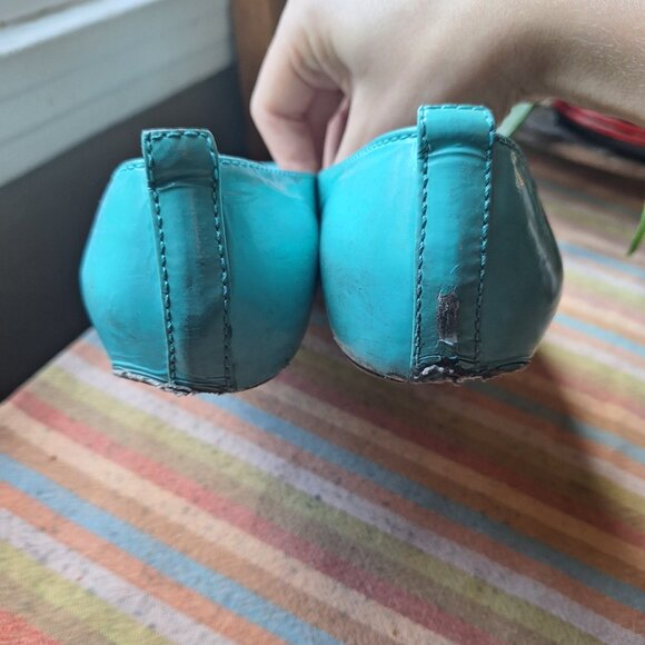 Chloe Aqua Blue Open-Toe Flats - Picture 3 of 10